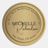 ラグジュアリー金ゴールドメタリックラウンド差出人住所ラベル ラウンドシール (正面)