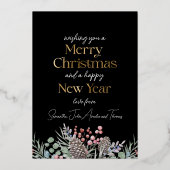 ラグジュアリー金ゴールドメリークリスマス&リース 箔シーズンカード (裏面)