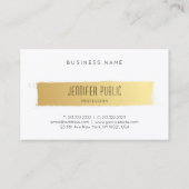 ラグジュアリー金ゴールドモダンホワイトプロフェッショナルテンプレート 名刺 (裏面)