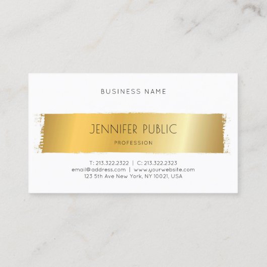 ラグジュアリー金ゴールドモダンホワイトプロフェッショナルテンプレート 名刺 (裏面)