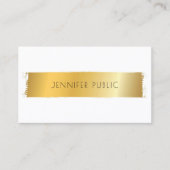 ラグジュアリー金ゴールドモダンホワイトプロフェッショナルテンプレート 名刺 (正面)