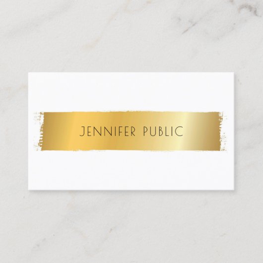 ラグジュアリー金ゴールドモダンホワイトプロフェッショナルテンプレート 名刺 (正面)