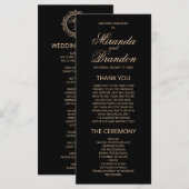 ラグジュアリー金ゴールドモノグラムブラック結婚式 プログラム (正面/裏面)