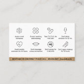 ラグジュアリー金ゴールドリップフィラーボトックスアフターケアインストラクション 名刺 (裏面)