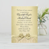 ラグジュアリー金ゴールドリボンダマスウェディング招待状 招待状 (スタンド正面)