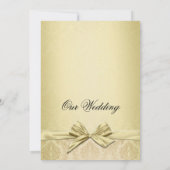 ラグジュアリー金ゴールドリボンダマスウェディング招待状 招待状 (裏面)