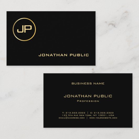 ラグジュアリー金ゴールドルックエレガントプロフェッショナル 名刺 (正面/裏面)