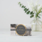 ラグジュアリー金ゴールドロゴサークル&グリッターマーブルアゲート 名刺 (スタンド正面)