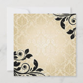 ラグジュアリー金ゴールドロマンティックダマスシャワー招待状 招待状 (裏面)