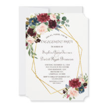 ラグジュアリー金ゴールド幾何学的ブルゴーニュフローラ婚約