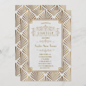 ラグジュアリー金ゴールド素晴らしアールデコギャツビー18誕生日 招待状 (正面/裏面)