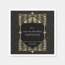 ラグジュアリー金ゴールド素晴らしブラックGatsby Roaring 20結婚s スタンダードカクテルナプキン