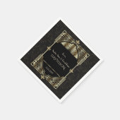ラグジュアリー金ゴールド素晴らしブラックGatsby Roaring 20結婚s スタンダードカクテルナプキン (角)