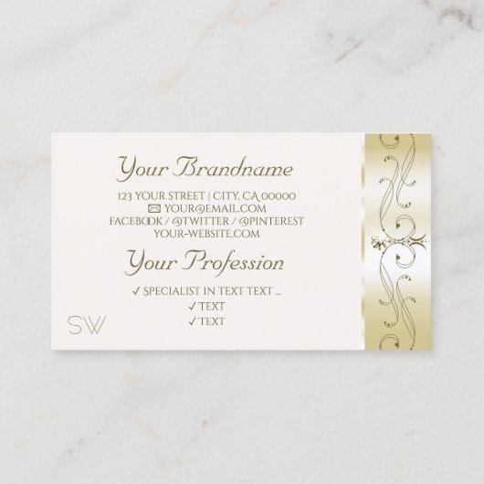 ラグジュアリー金ゴールド華美クリきらめくームジュエリーイニシャル 名刺 (裏面)