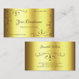 ラグジュアリー金ゴールド華美デコーデ縁どィカルコーナー 名刺