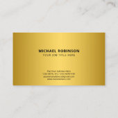 ラグジュアリー金ゴールド葉ローレルのクレストオンブラック 名刺 (裏面)