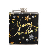 ラグジュアリー金ゴールド&ブラックスターメタリックファッションクリスマス フラスク (正面)