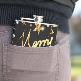 ラグジュアリー金ゴールド&ブラックスターメタリックファッションクリスマス フラスク