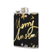 ラグジュアリー金ゴールド&ブラックスターメタリックファッションクリスマス フラスク (左)