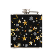ラグジュアリー金ゴールド&ブラックスターメタリックファッションクリスマス フラスク (裏面)