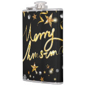 ラグジュアリー金ゴールド&ブラックスターメタリックファッションクリスマス フラスク (左)