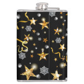 ラグジュアリー金ゴールド&ブラックスターメタリックファッションクリスマス フラスク (裏面)