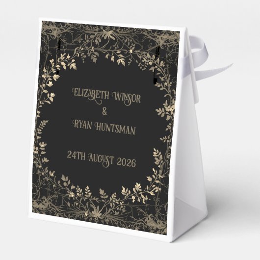 ラグジュアリー金ゴールド&ブラックセピアフローラ仕上げ フェイバーボックス (裏面サイド)