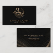 ラグジュアリー金ゴールド&ブラック美容師名刺 名刺 (正面/裏面)