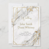 ラグジュアリー金ゴールド&ホワイトマーブル結婚式招待状 招待状 (正面)