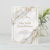 ラグジュアリー金ゴールド&ホワイトマーブル結婚式招待状 招待状 (スタンド正面)