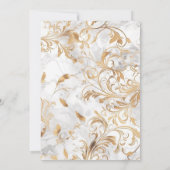 ラグジュアリー金ゴールド&ホワイトマーブル結婚式招待状 招待状 (裏面)