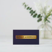 ラグジュアリー金ゴールド&ミッドナイトブルー名刺 名刺 (スタンド正面)