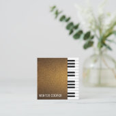 ラグジュアリー銅金ゴールドグリッターピアノ鍵プロフェッショナル スクエア名刺 (スタンド正面)