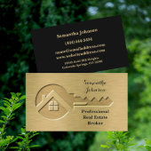 ラグジュアリー鍵金ゴールド&ブラック実在エステート名刺 名刺