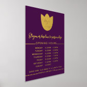 ラグジュアリー開館時間パーソナライズされた色の追加ロゴ 箔ポスター (レイダウン)