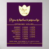 ラグジュアリー開館時間パーソナライズされた色の追加ロゴ 箔ポスター (正面)