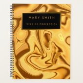 ラグジュアリー2イン1エレガント金ゴールド大理石ビジネスカード& プランナー手帳 (正面)