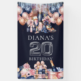 ラグジュアリー20th誕生日パーソナライズされたシャンパンヒール 横断幕