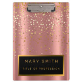 ラグジュアリー2in1グリッター金ゴールドピンクスタービジネスカード&A クリップボード (正面)