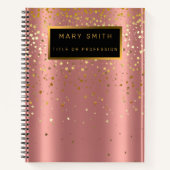 ラグジュアリー2in1グリッター金ゴールドピンクスタービジネスカード&A ノートブック (正面)