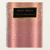 ラグジュアリー2in1グリッター金ゴールドピンクスタービジネスカード&A プランナー手帳 (正面)