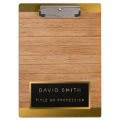 ラグジュアリー2in1金ゴールドウッドモダンビジネスカード& クリップボード (正面)