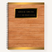 ラグジュアリー2in1金ゴールドウッドモダンビジネスカード& ノートブック (正面)