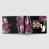 ラグジュアリー30thバースデーパーソナライズされたバラワイン ゲストブック (全面)