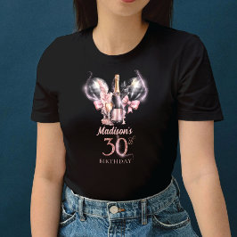 ラグジュアリー30thバースデーブラックピンクシャンパン tシャツ