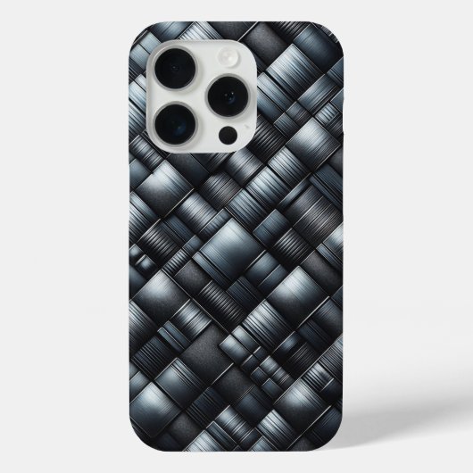 ラグジュアリー3Dカーボン鋼編み込みスマホケース - メタリック Case-Mate iPhoneケース (裏面)
