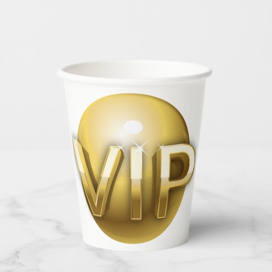ラグジュアリー3DゴールドVIPエンブレム 紙コップ (正面)