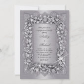 ラグジュアリー3dファッショナブル銀婚約パーティシック 招待状 (裏面)