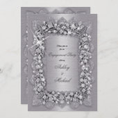 ラグジュアリー3dファッショナブル銀婚約パーティシック 招待状 (正面/裏面)