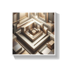ラグジュアリー3D幾何学迷路 - モダンゴールド&グレーアーチ